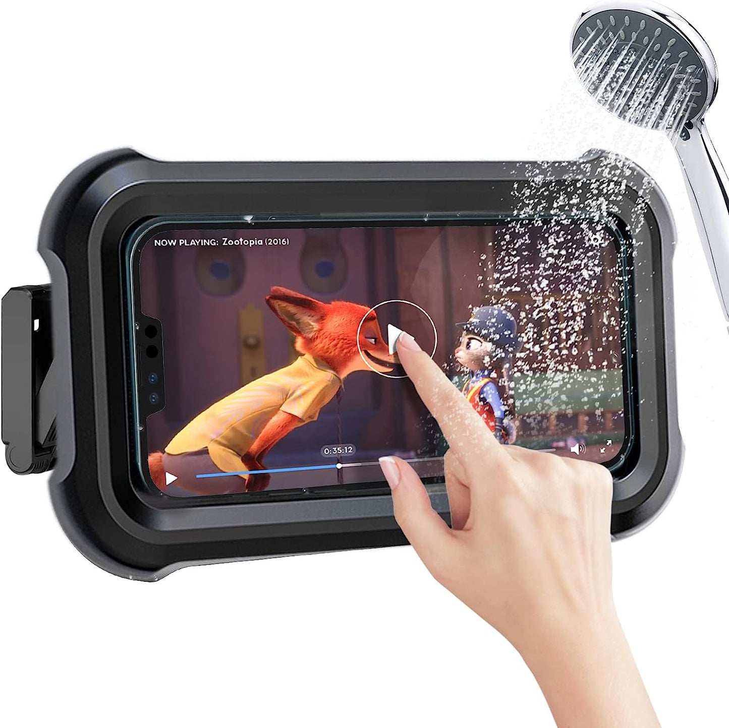 Upgraded 480° Rotating Shower Phone Holder Waterproof Case with Touch Screen,Oolyico Shower Accessories Guardian Buddy Holder Wall Mount Shelf in Bathroom Bathtub for 4" - 7" Cell Phone