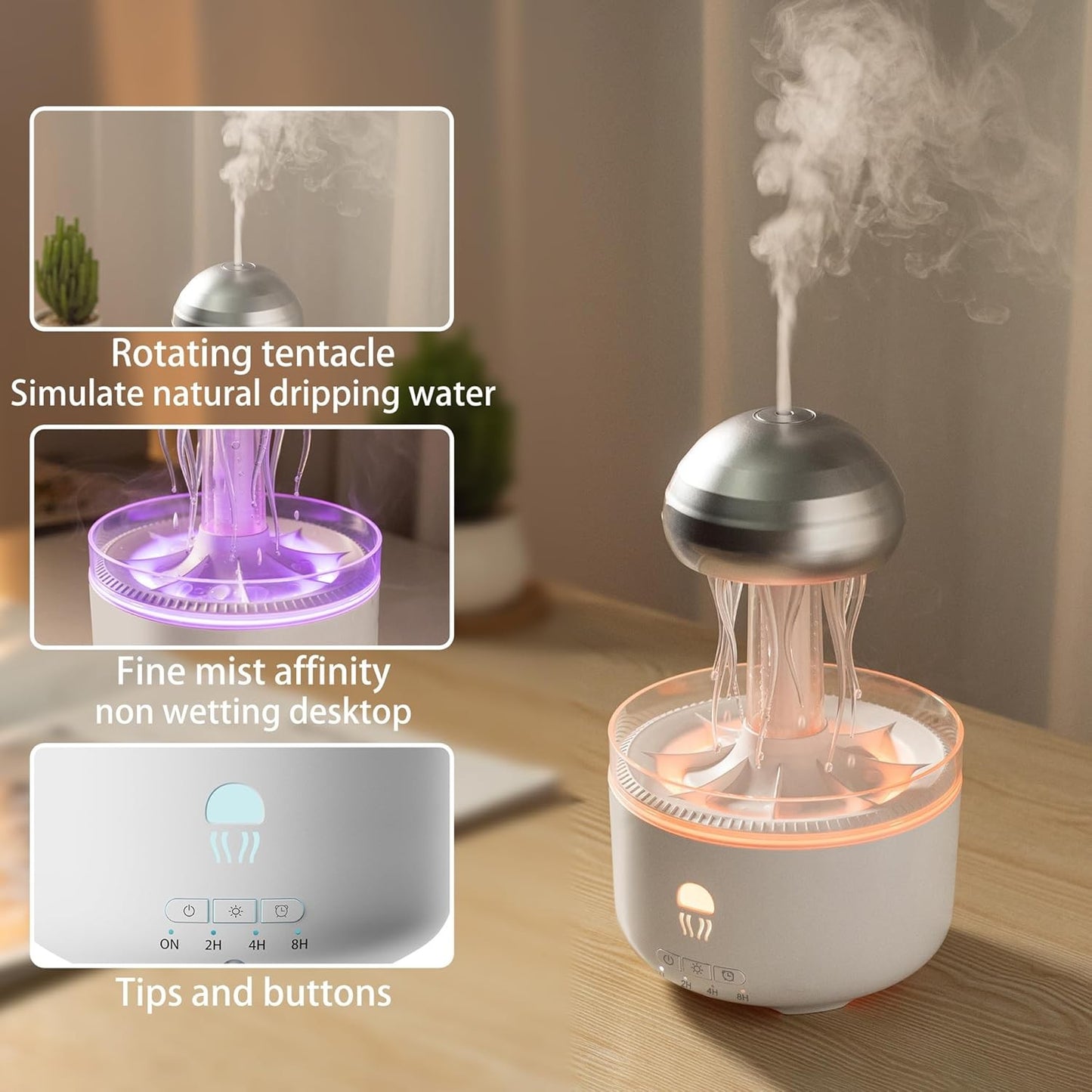 300ML Jellyfish Essential Oil Diffuser, Humidifiers for Bedroom with Remote Cont