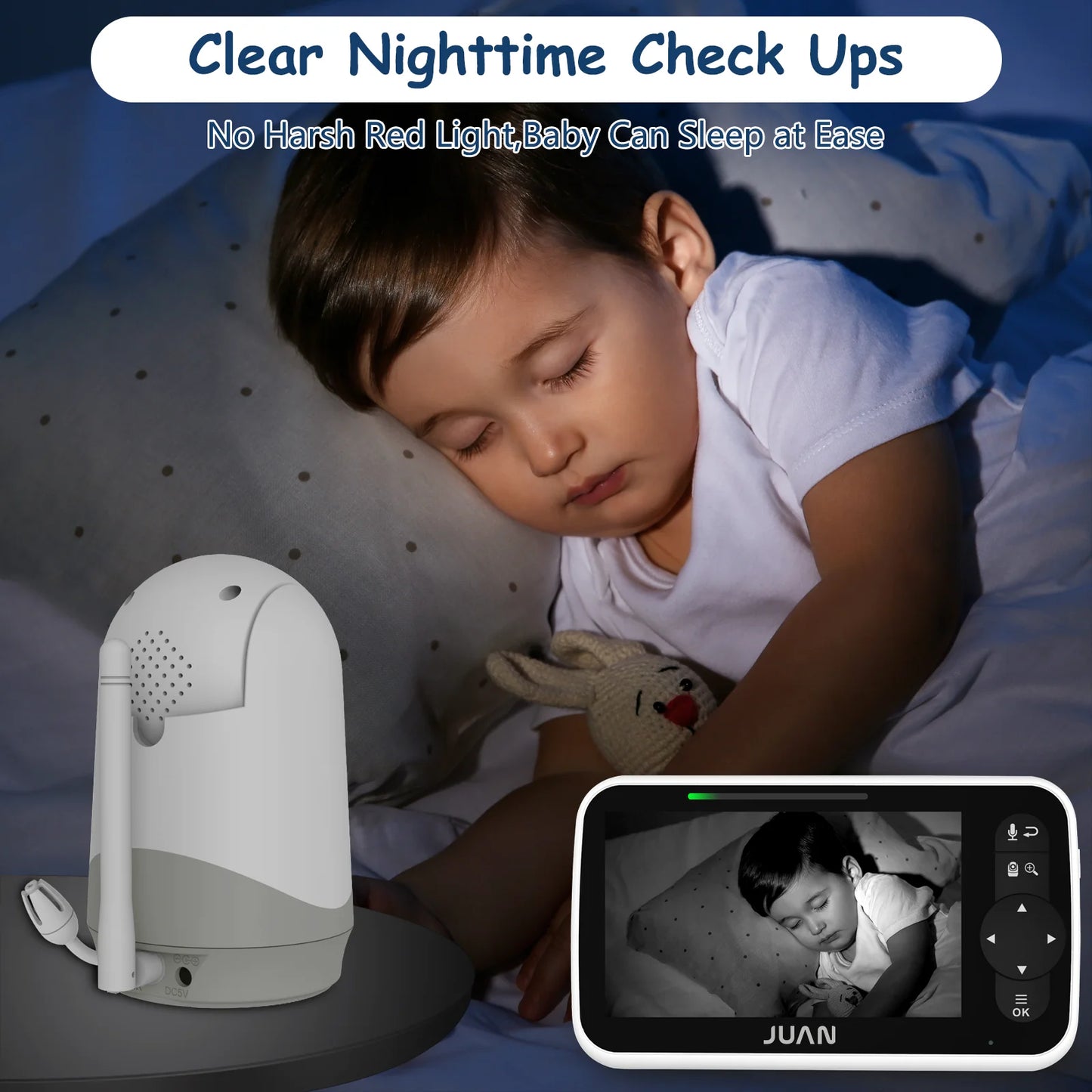 Baby Monitor with Camera and Audio, Video Baby Monitor with No Wifi, 5 Inch Large LCD Screen