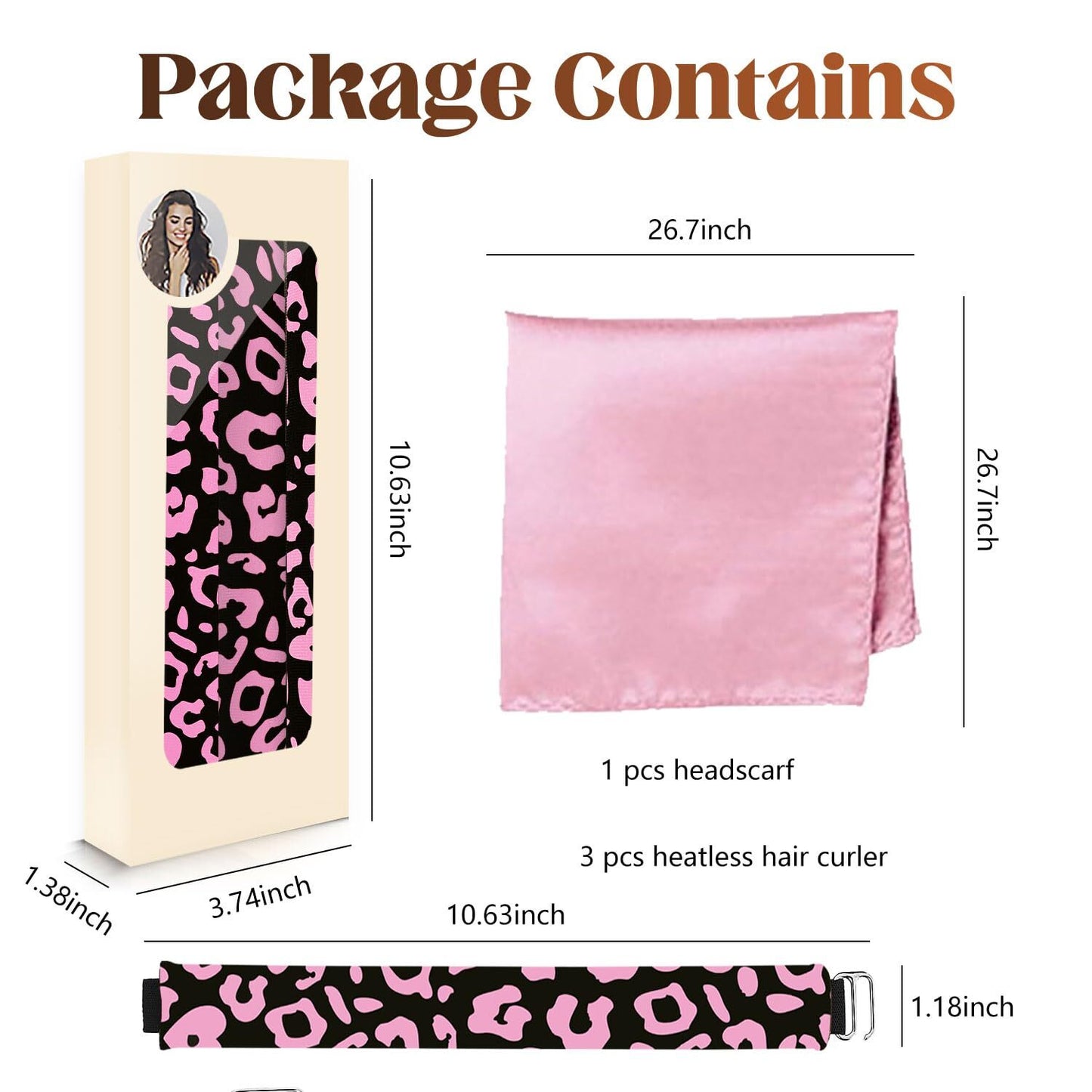 Heatless Hair Curler Overnight 3 Pcs Sponge Heatless Curling Rod with Satin Scar
