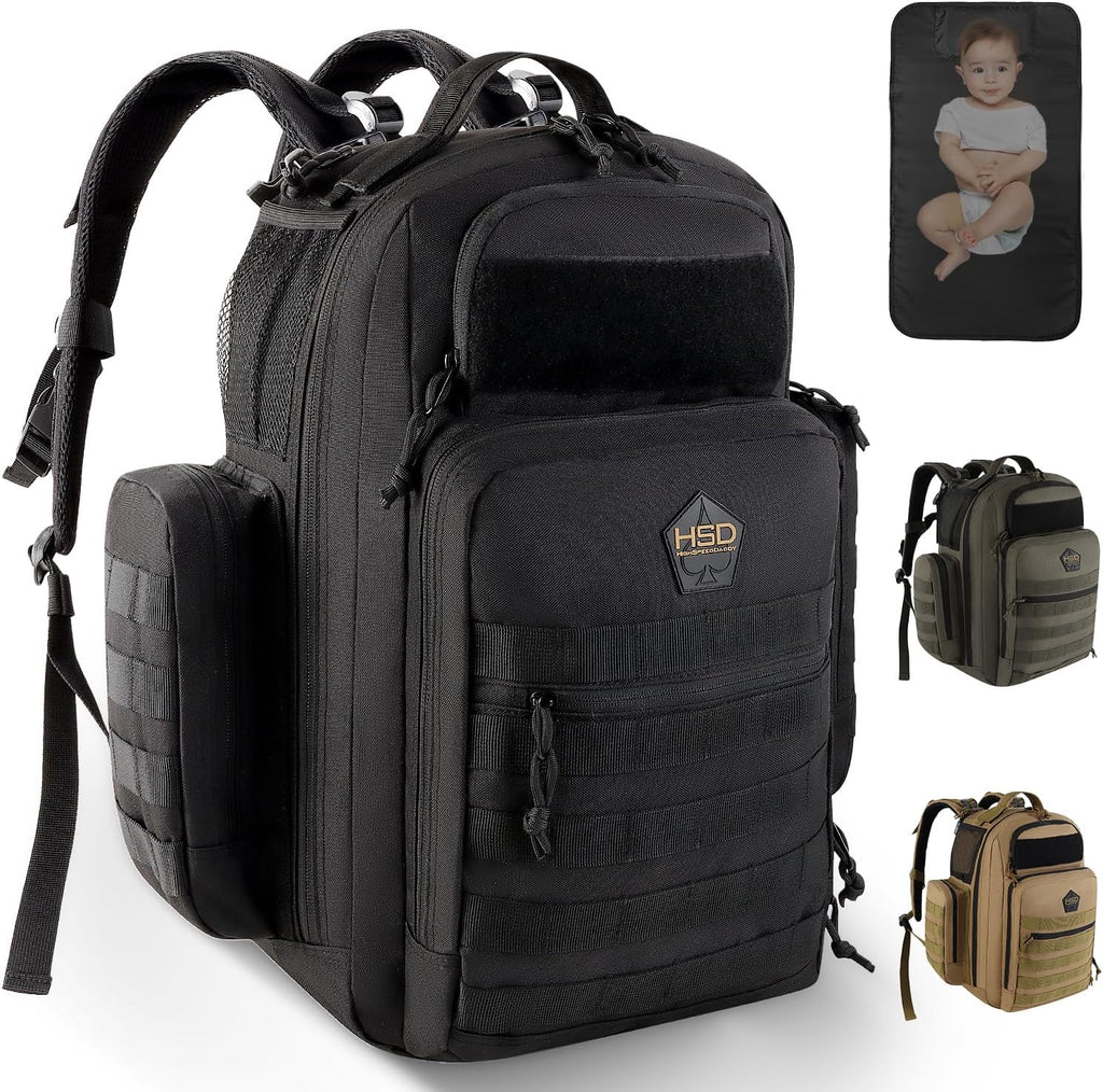 - Baby Diaper Backpack, Military-Grade, Waterproof, Compact Baby Travel Bag with Diaper Changing Mat