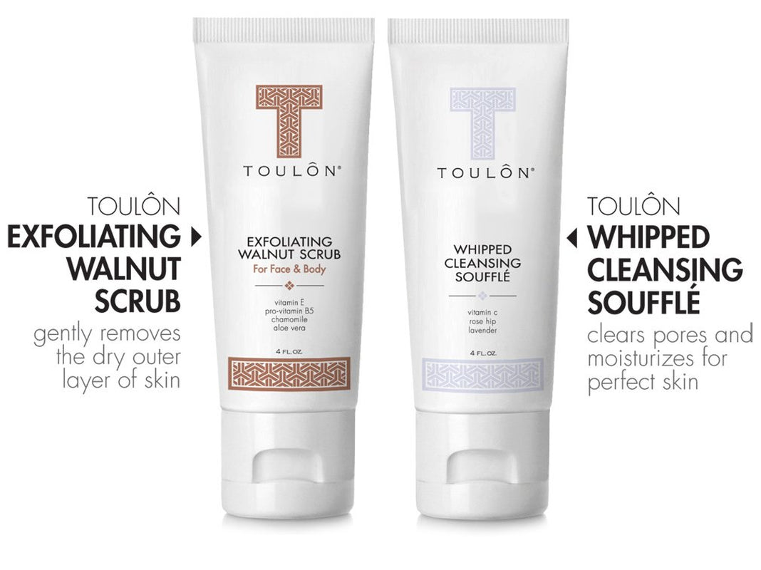 Exfoliating Scrub Set - Body Scrub Set - Skin Care Gift Set for Women & Men - Natural Spa Bath and Shower Kit with Exfoliating Walnut Body & Face Scrub & anti Aging Face Cleanser for Gentle Face Wash