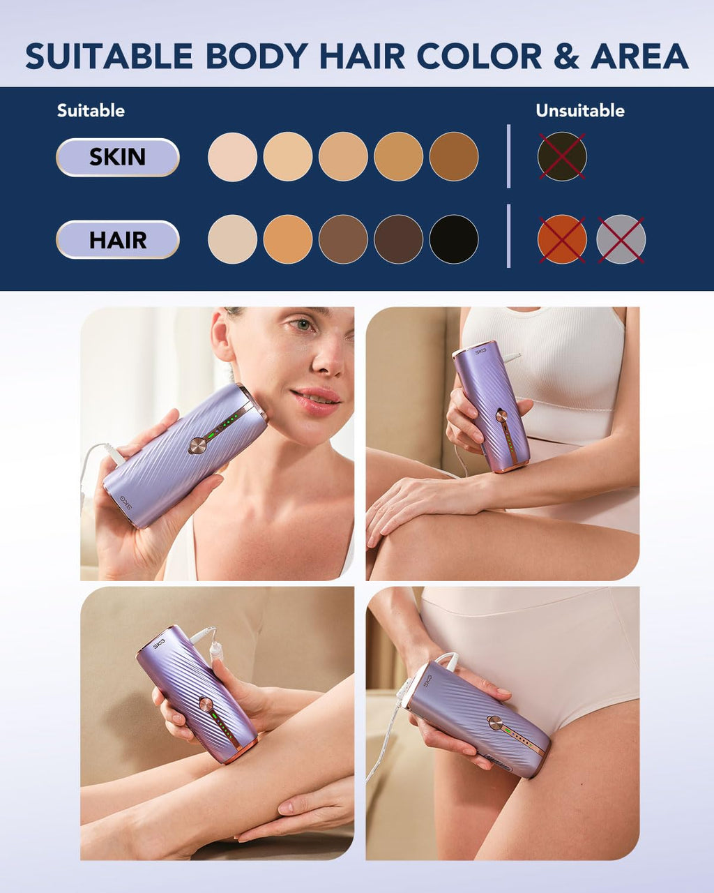 Laser Hair Removal Device for Women Men, at Home Painless IPL Hair Removal with Infinite Flashes, Dual-Pulse, 25 Minutes Rapid Hair Removal, IPL System for Facial Legs Arms Bikini Line Whole Body