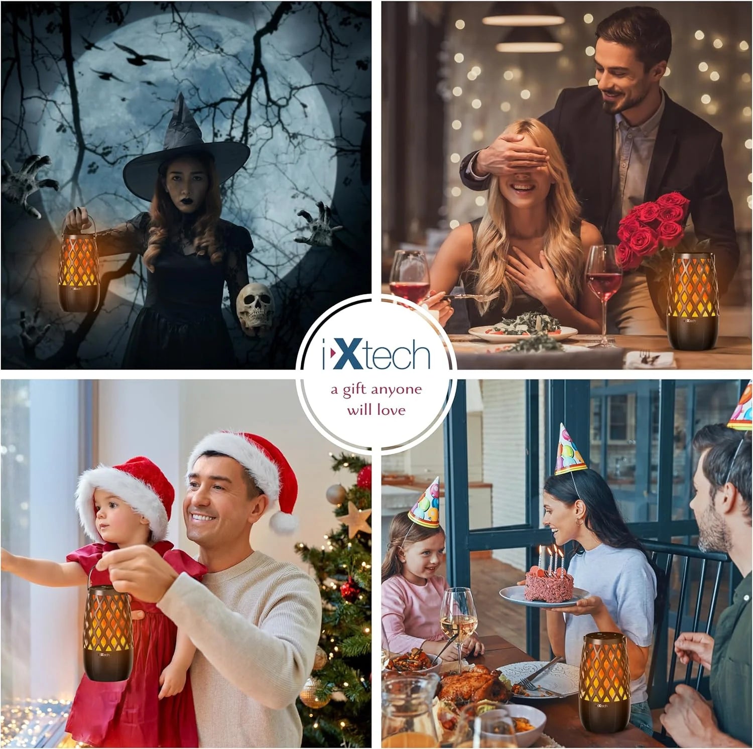 Outdoor Bluetooth Speaker Waterproof Wireless with LED Flame Light, Shower Bluetooth Speaker for Camping Patio Home Decor, Wall Mount&Hook&Stake 1 Pack Fireball