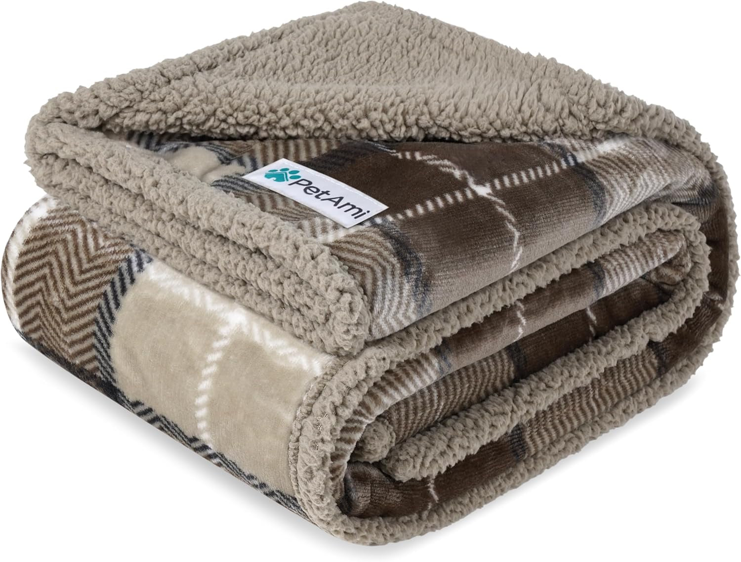 Waterproof Dog Blanket for Small Medium Dog Puppy Cat Throw for Couch Cover Leakproof Protection, Sherpa Fleece, Reversible Soft Washable 29X40 Plaid Navy Blue