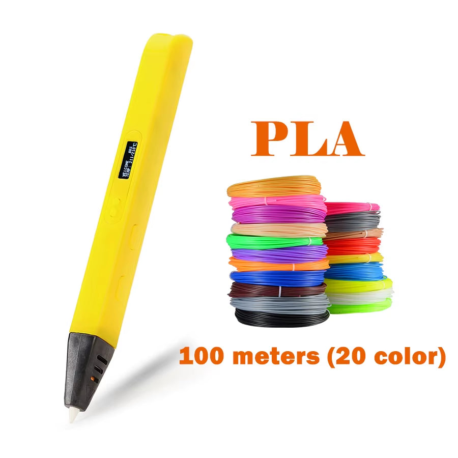 Hot Selling RP800A 3D Pen Scribble Pen OLED Display 3D Printing Pen with PLA Filament for Doodling Making Christmas Presents