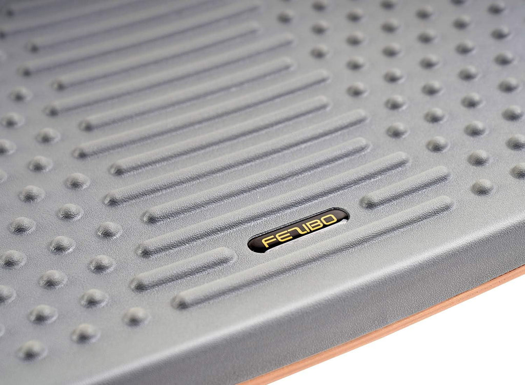 Standing Desk Mat with anti Fatigue Bar, Wooden Wobble Balance Board with Ergonomic Design Comfort Floor Mat