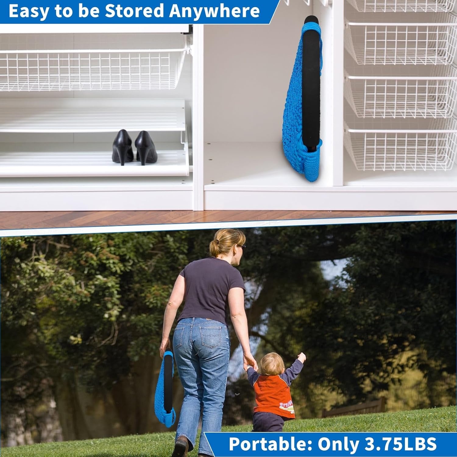 Kids Swing for Swing Set, Heavy Duty Rope Swings with Snap Hooks and Straps, 440LBS Capacity, Toddler Swing Seat for Indoor Porch, Outdoor Playground, Tree, Blue