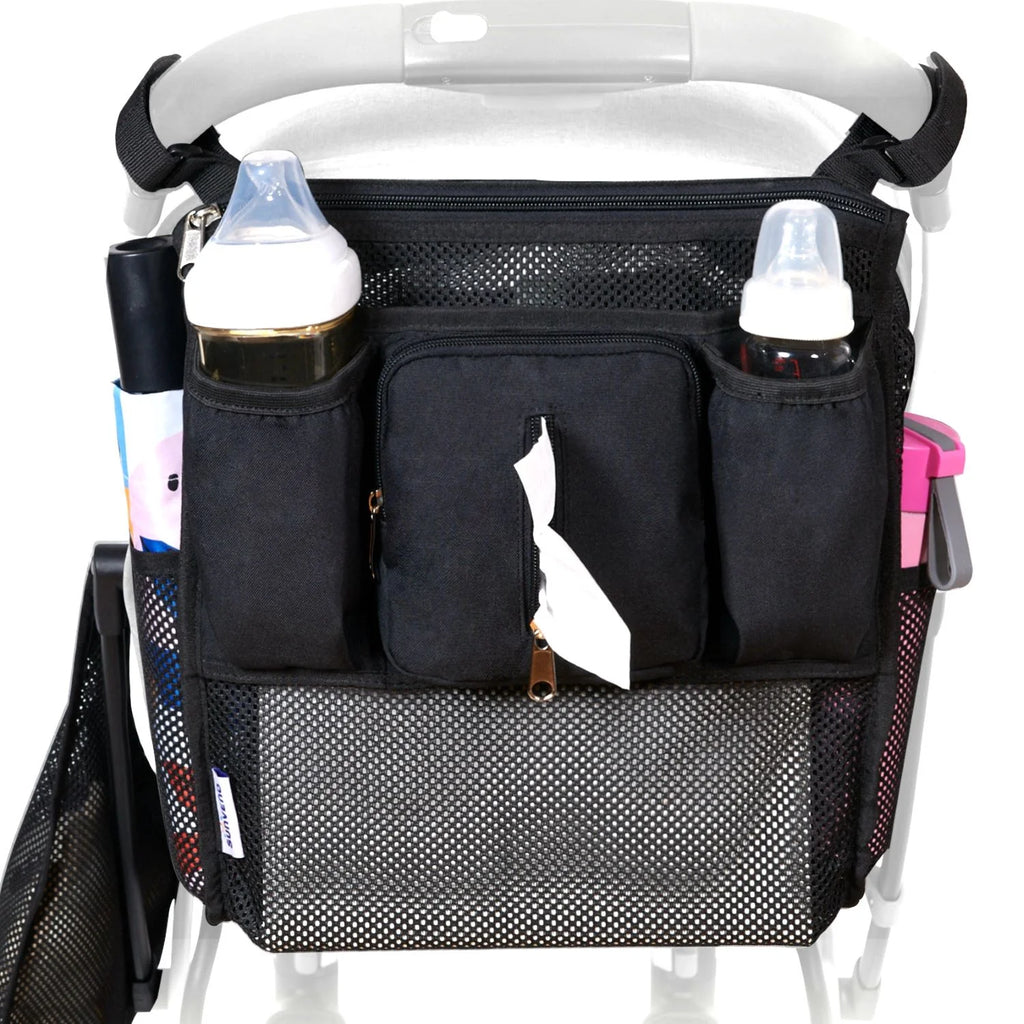 Universal 2 in 1 Insulated Cup Holders Stroller Organizer, Black