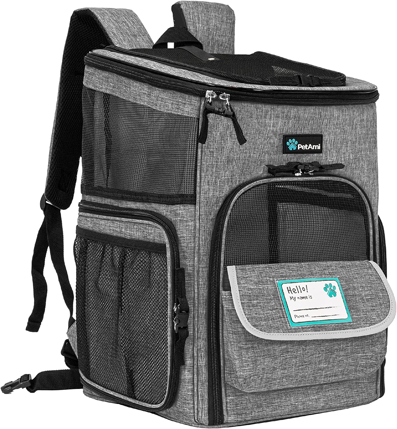 Dog Backpack Carrier, Airline Approved Cat Backpacks for Carrying Small Large Cats, Pet Carrier Back Pack, Ventilated Soft Sided for Travel, Hiking, Camping, Max 18 Lbs, Charcoal