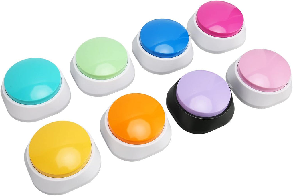 Dog Training Clickers, Recordable Dog Talking , Pet Communication Training Buzzer, 30S Voice Record and Playback, Battery Powered, for Drink, Play, Eat, 8 Packs