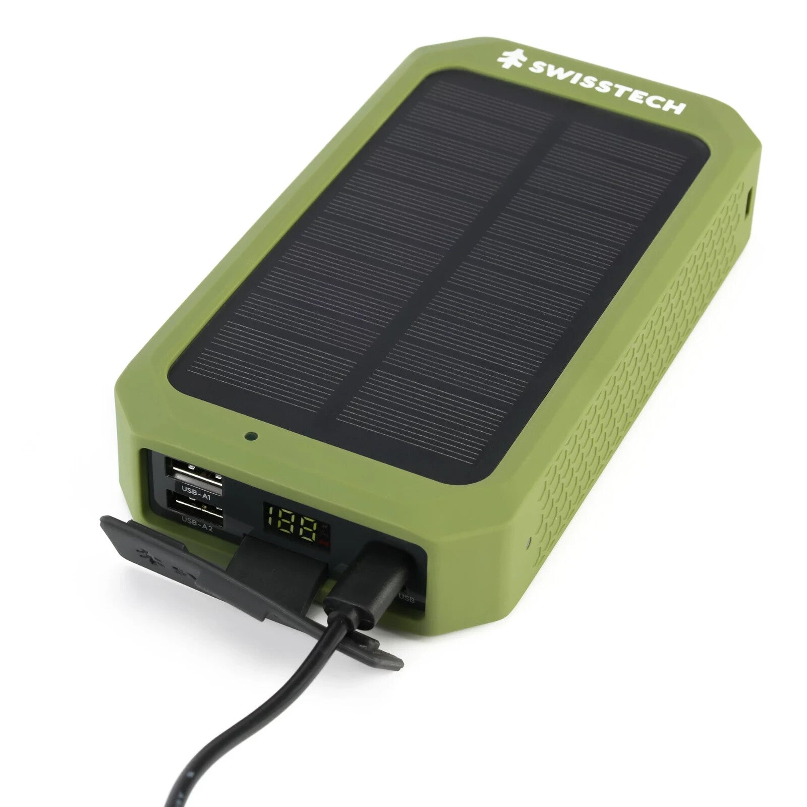 Swiss Tech 20000 Mah SOLAR PORTABLE POWER BANK / WIRELESS CHARGER WEATHER PROOF