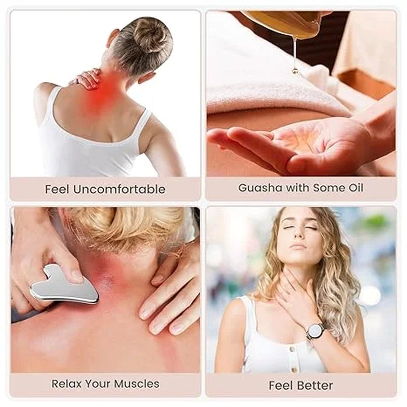 304 Stainless Steel Gua Sha Facial Tools 1 PC, Guasha Tool for Face or Body Massage, Massager Tool for Facial Care, Skin Care Tool for Body Treatment, Metal Gua Sha Beauty Essentials