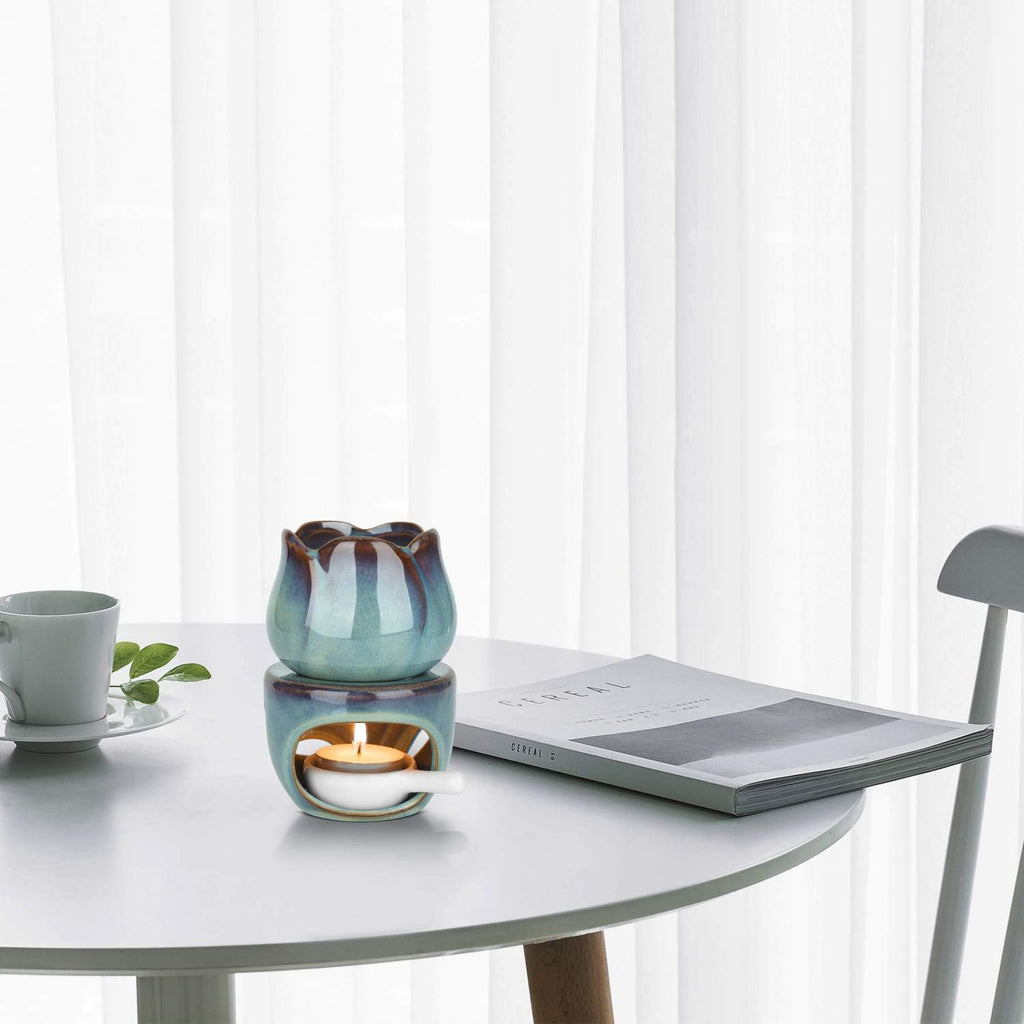 Wax Melt Burners Essential Oil Burner Set of 2, Aromatherapy Aroma Burner Ceramic Oil Diffuser Candle Tealight Holder Home Bedroom Decor Christmas Housewarming Gift