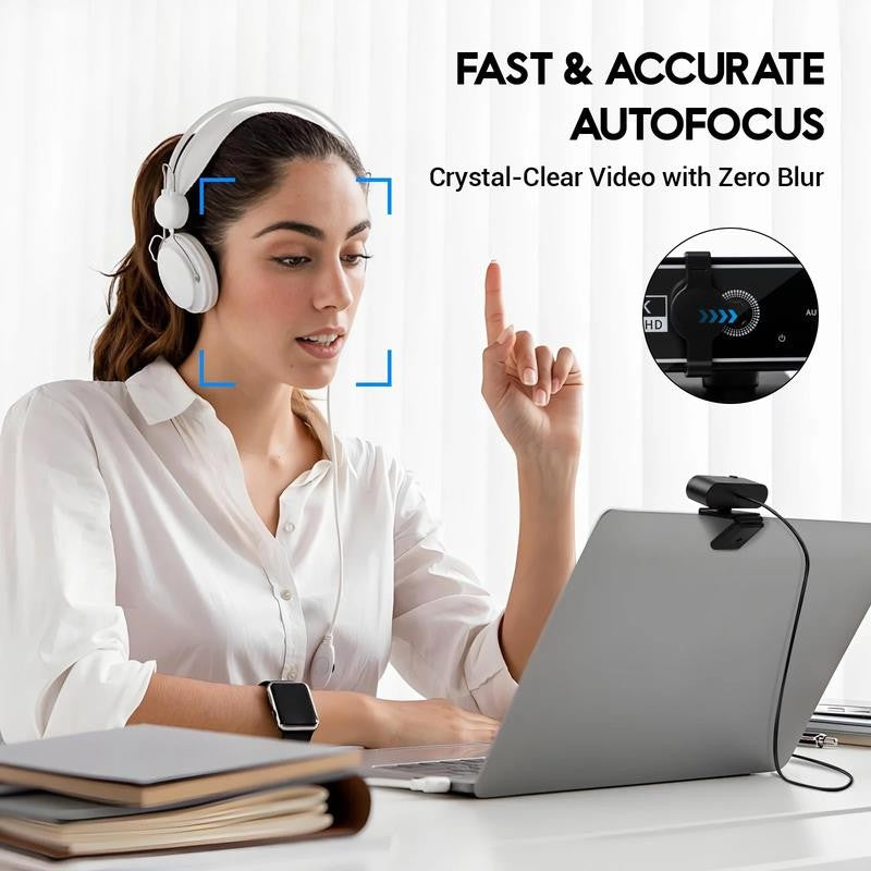 Webcam 4K HD USB Autofocus PC Webcam with Dual Mics for Xbox Laptop Computer Gam