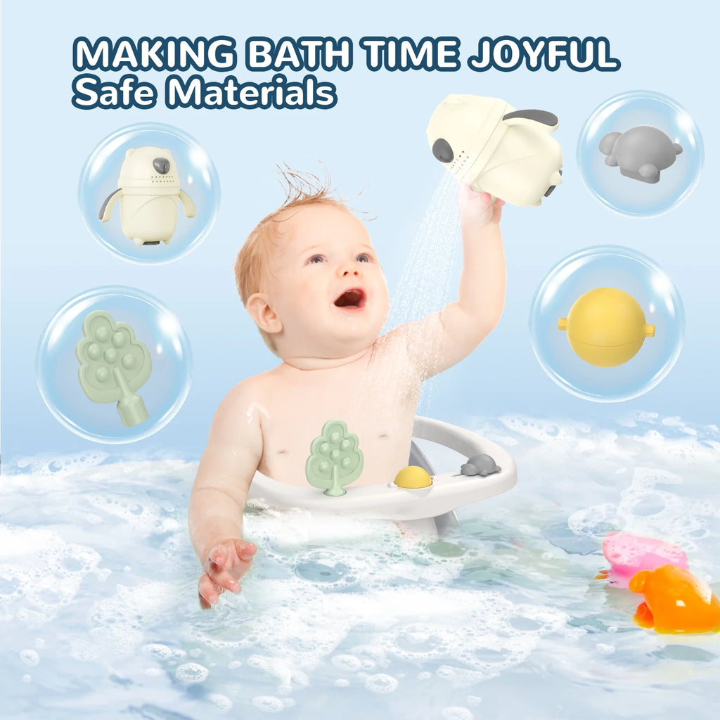 Baby Bath Seat for 6 Months and up - Non-Slip, Comfortable Bath Seat with Rinse Cup,Baby Bathing Essentials Grey