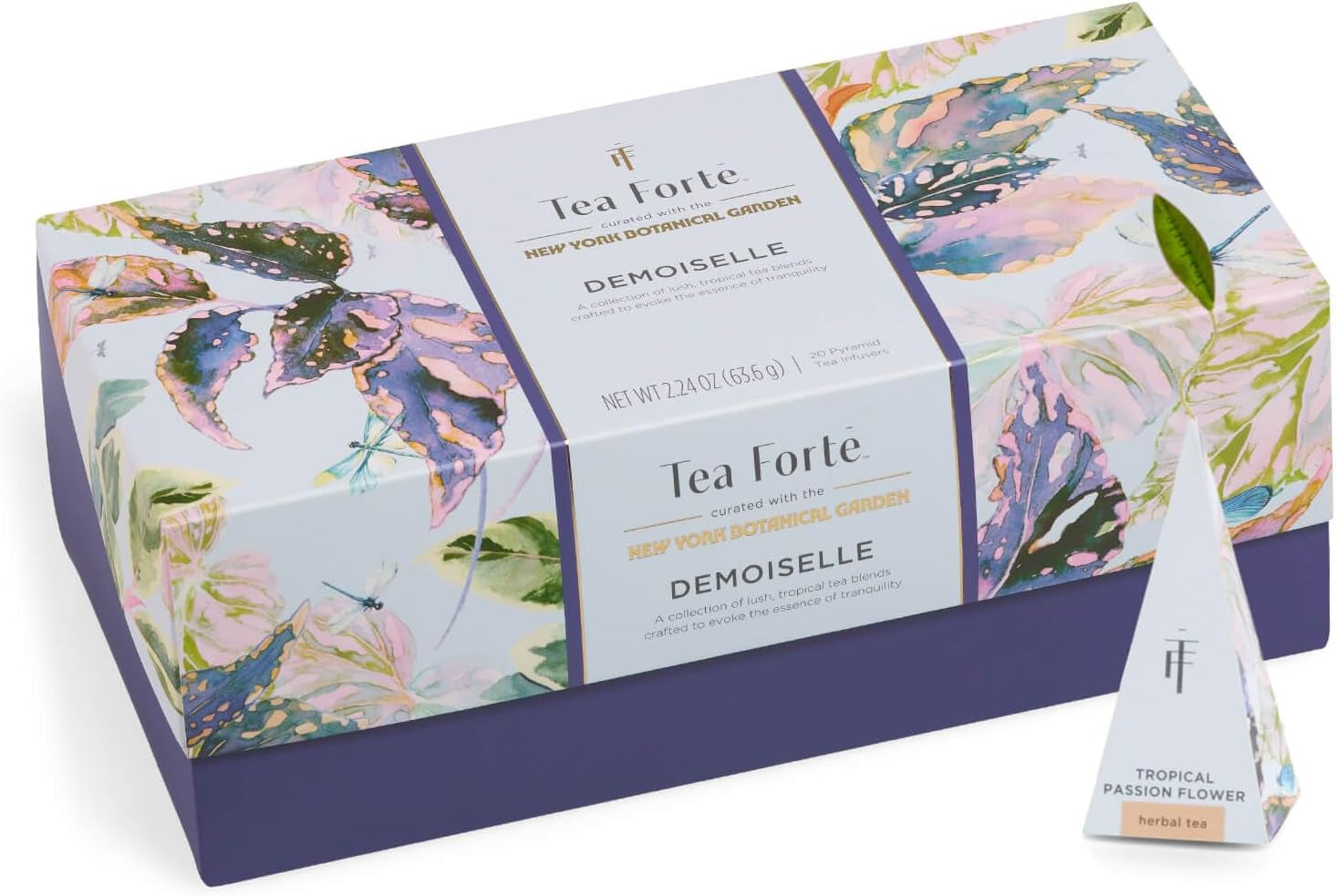 Wellbeing Assorted Presentation Box Tea Gift Set, 20 Count, 2 of Each Variety Individually Wrapped Handcrafted Pyramid Infuser Bags