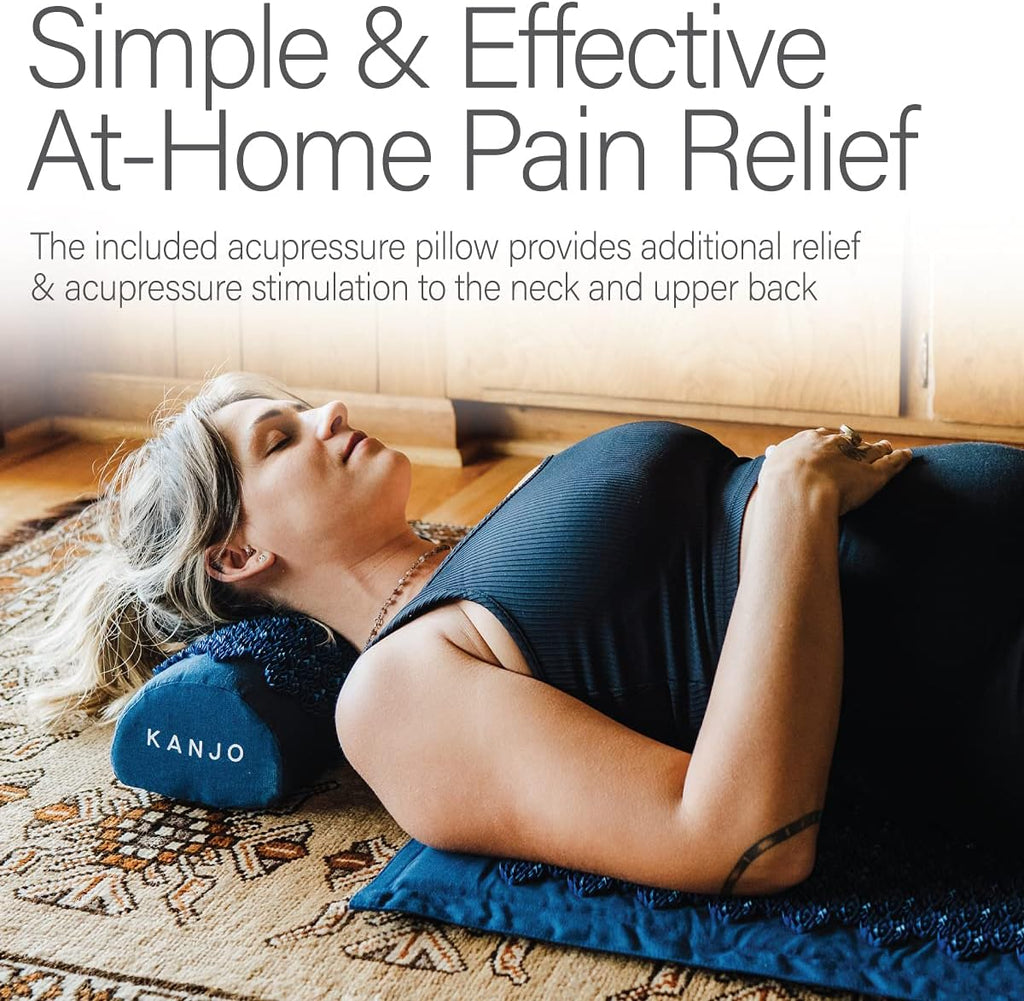 Acupressure Mat and Pillow Set for Back Pain Relief & Neck Pain Relief, with Pressure Points for Muscle Pain Relief with Travel Bag - Navy