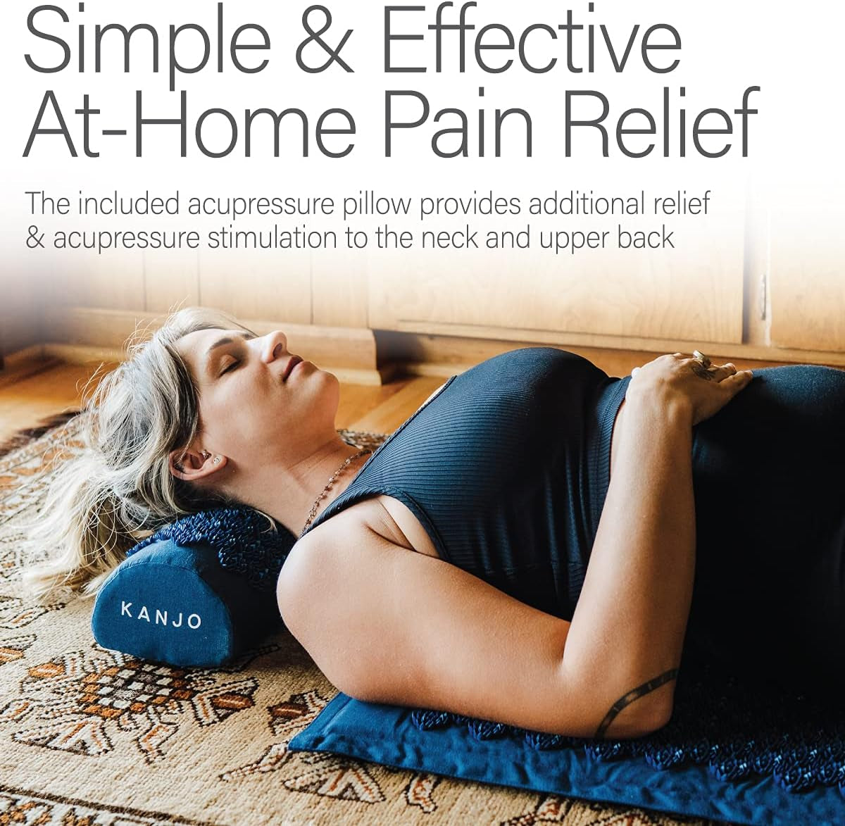 Acupressure Mat and Pillow Set for Back Pain Relief & Neck Pain Relief, with Pressure Points for Muscle Pain Relief with Travel Bag - Navy