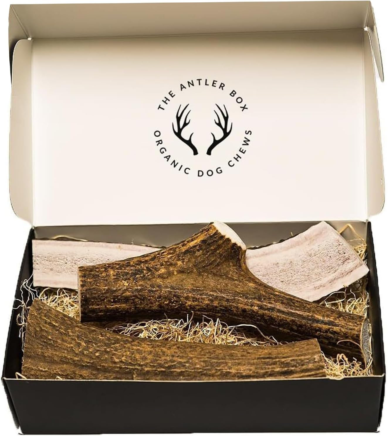 Premium Elk Antler Dog Chews (1 Pound Box) (Large (3 Pieces) Whole/Split Mixed)