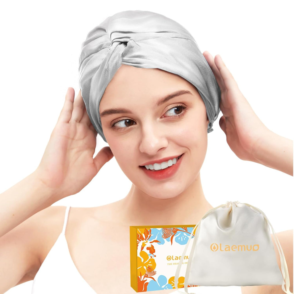 100% Mulberry Silk-Bonnet for Sleeping Women/Men for Curly/Thin/Short/Medium/Braids Hair, Real Silk Wrap Bonnet for Sleeping, Silk Sleep Night Cap for Hair Care, Light Pink