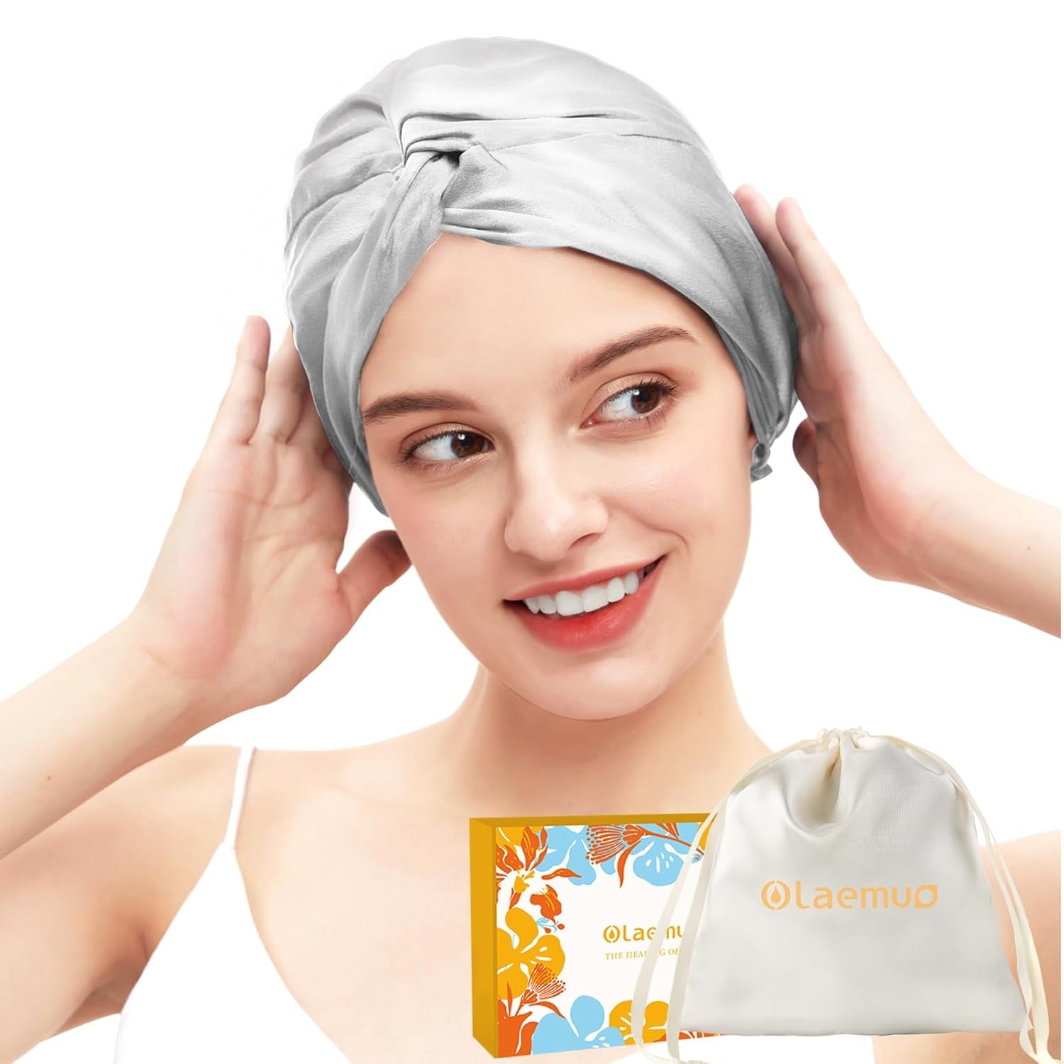 100% Mulberry Silk-Bonnet for Sleeping Women/Men for Curly/Thin/Short/Medium/Braids Hair, Real Silk Wrap Bonnet for Sleeping, Silk Sleep Night Cap for Hair Care, Light Pink