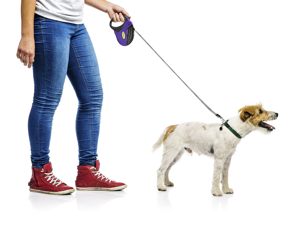 Heavy Duty Retractable Dog Leash - Purple and Black, 16 Foot, Supports up to 110Lbs - Ideal Retractable Dog Leashes for Small, Medium & Large Dogs, Heavy Duty Purple Dog Leash with Thick Rope