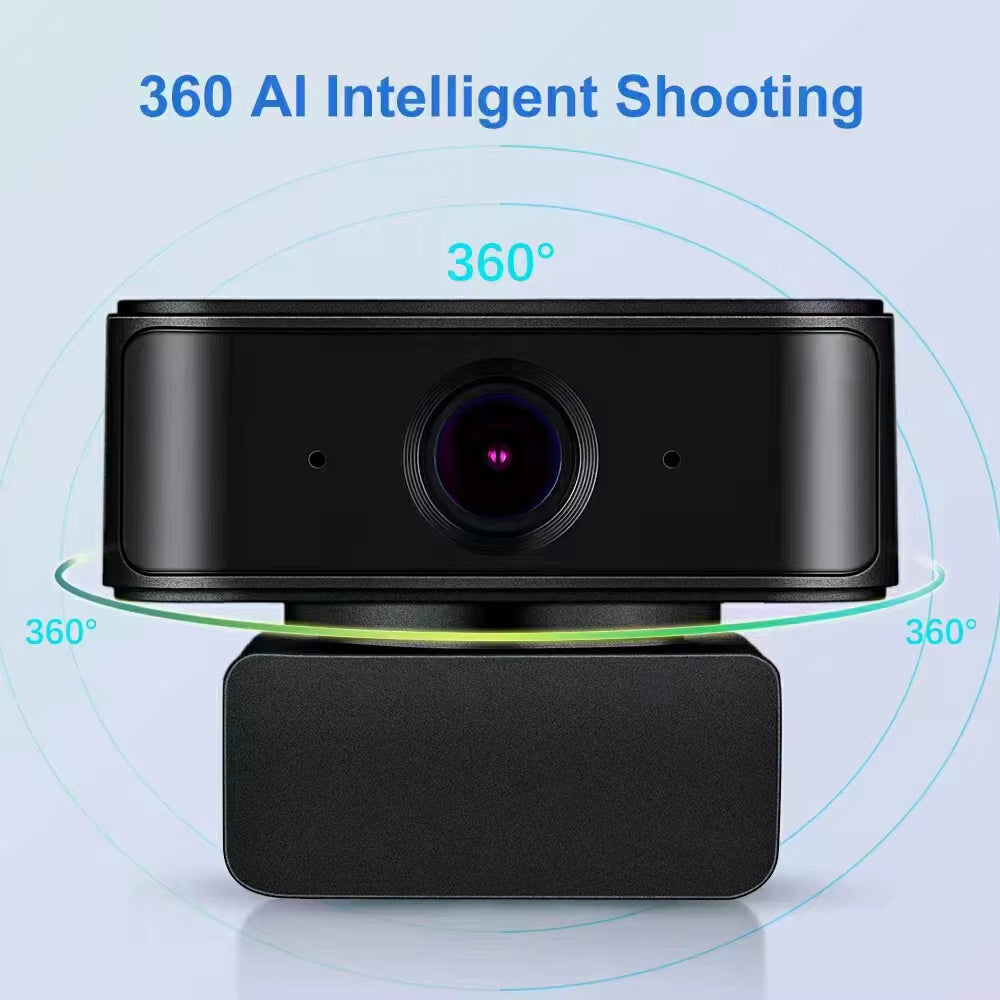 2MP Webcam 1080P 360Degree AI Tracking Wireless USB Webcam for Boardcast Online Teaching Video Camera PC Laptop Digital Camera