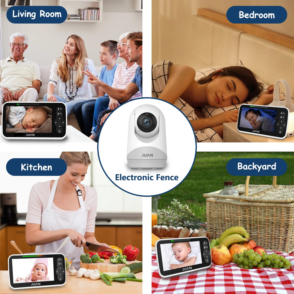 Baby Monitor with Camera and Audio, Video Baby Monitor with No Wifi, 5 Inch Large LCD Screen