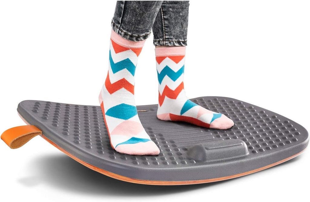Standing Desk Mat with anti Fatigue Bar, Wooden Wobble Balance Board with Ergonomic Design Comfort Floor Mat