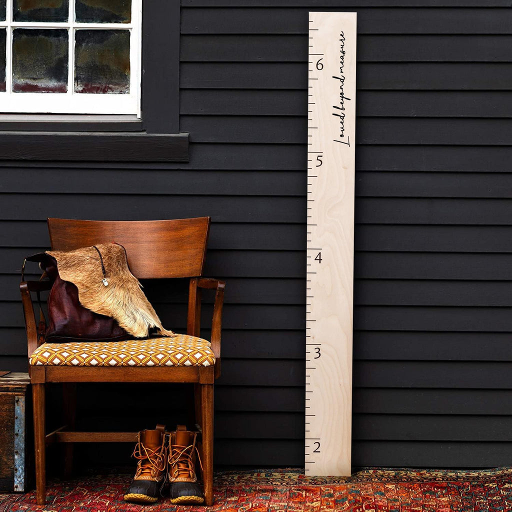Boho Growth Chart for Wall - Height Board Growth Chart Wooden Growth Chart for Wall Kids Measuring Chart for Wall Height Chart Growth Chart for Kids (Love Grows Here, Gray)