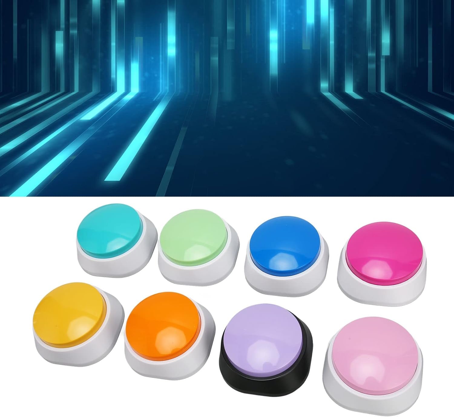 Dog Training Clickers, Recordable Dog Talking , Pet Communication Training Buzzer, 30S Voice Record and Playback, Battery Powered, for Drink, Play, Eat, 8 Packs