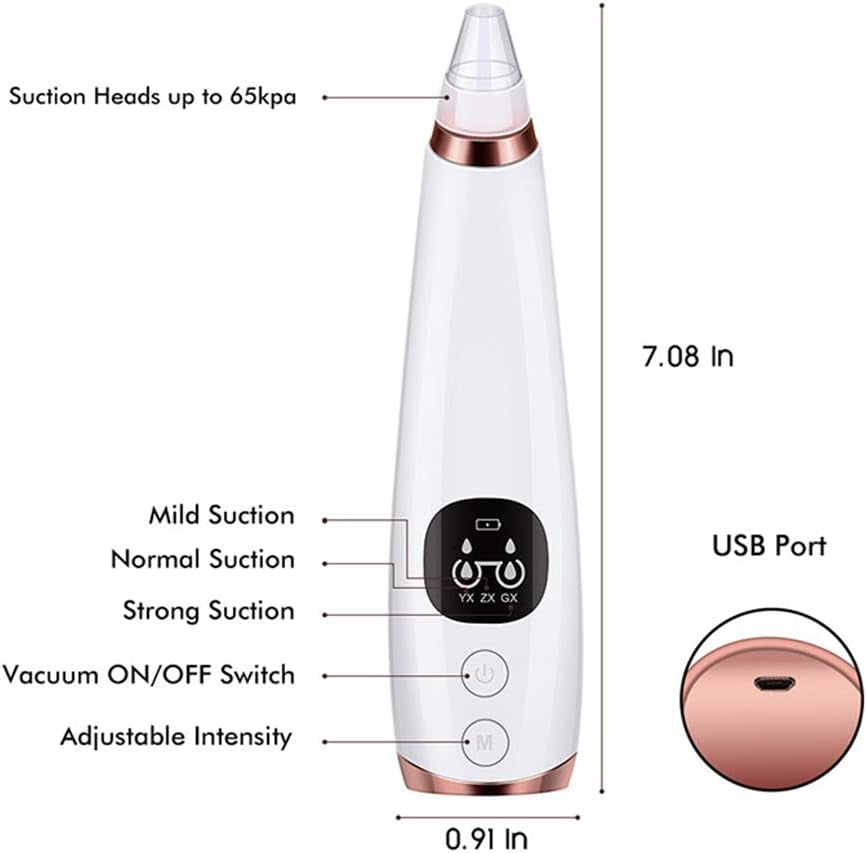 Blackhead Remover Pore Vacuum Tool Kit - 6 Suction Heads, 3 Modes, Pore Cleansing Blackhead Vacuum,Ideal for Men and Women
