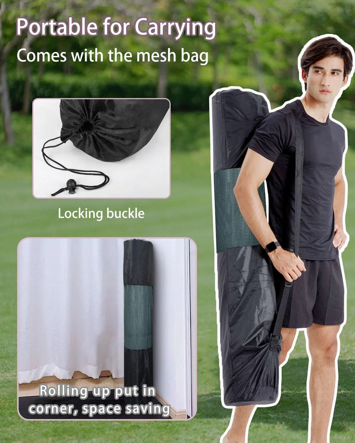 Large Yoga Mat Thick 1 Inch 78"X51" Wide Exercise Mats for Home Gym Workout Yoga Pilates, Gray Blue