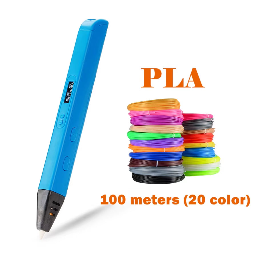Hot Selling RP800A 3D Pen Scribble Pen OLED Display 3D Printing Pen with PLA Filament for Doodling Making Christmas Presents