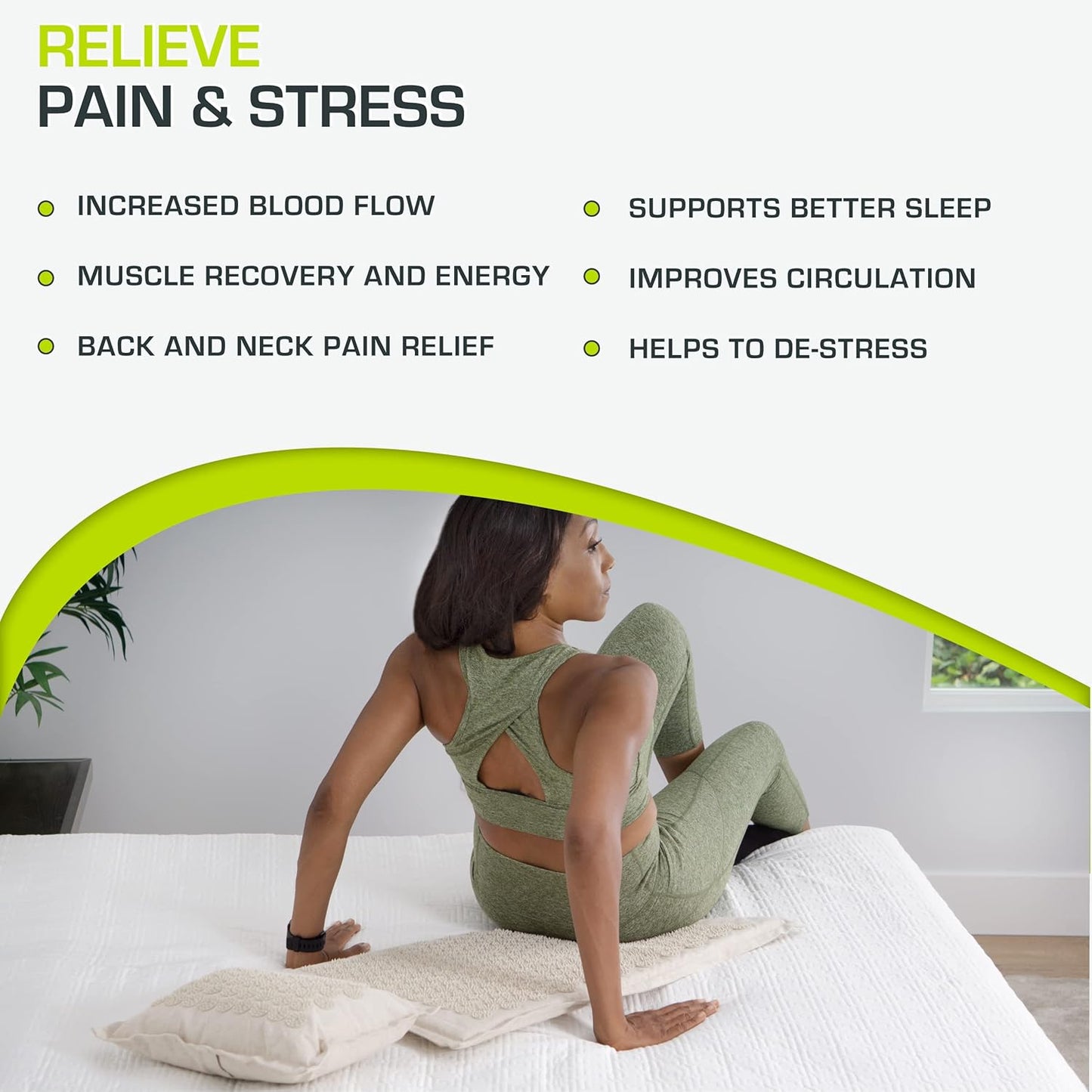 Ki Acupressure Mat and Pillow Set with 100% Natural Linen for Back/Neck Pain Relief and Muscle Relaxation, Sand Dunes