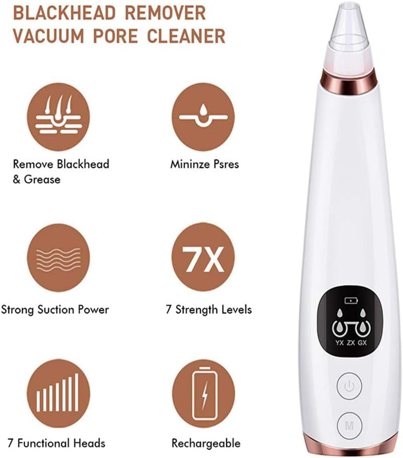 Blackhead Remover Pore Vacuum Tool Kit - 6 Suction Heads, 3 Modes, Pore Cleansing Blackhead Vacuum,Ideal for Men and Women