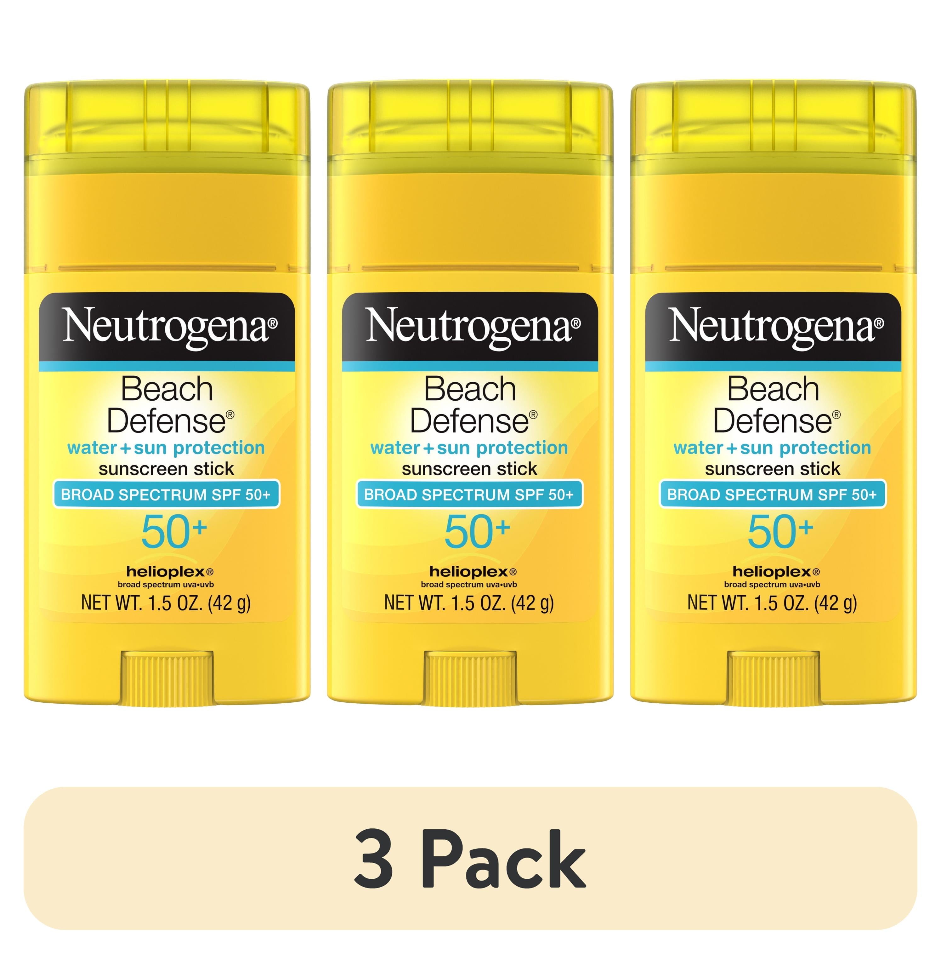 (3 Pack)  Beach Defense Sunscreen Stick SPF 50+, Face & Body, 1.5 Oz