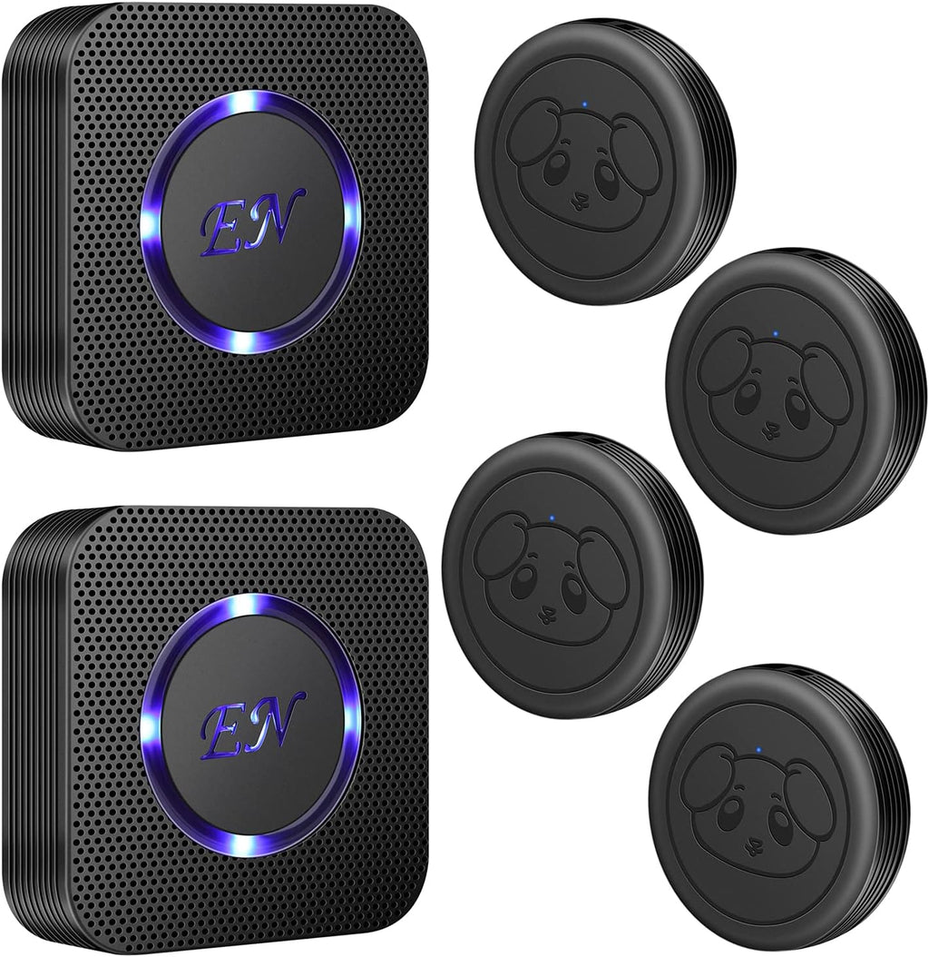 Dog Door Bell Wireless Doggie Doorbells for Potty Training with Waterproof Touch Button Dog Bells Included 2 Receiver and 3 Transmitters