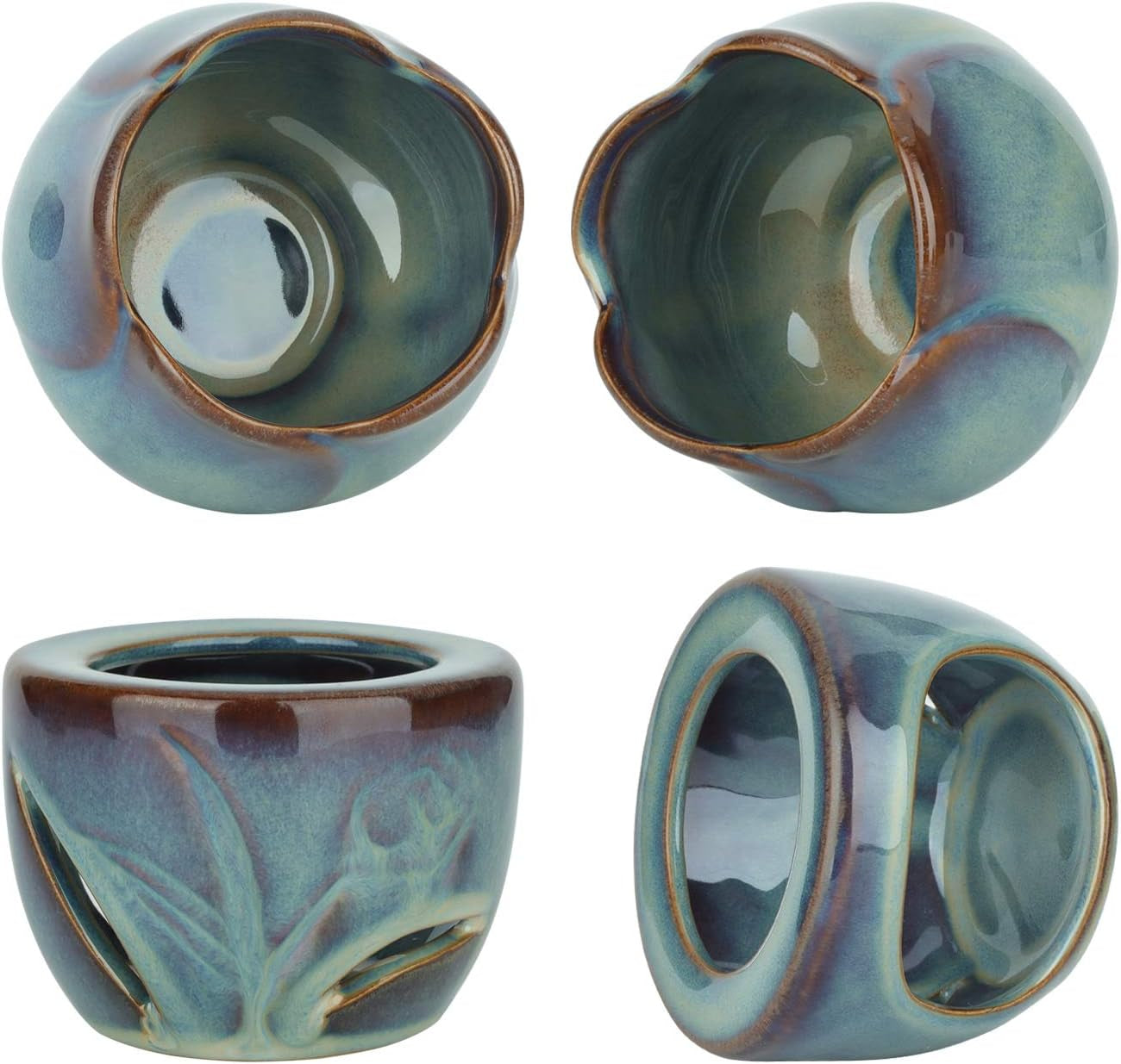 Wax Melt Burners Essential Oil Burner Set of 2, Aromatherapy Aroma Burner Ceramic Oil Diffuser Candle Tealight Holder Home Bedroom Decor Christmas Housewarming Gift