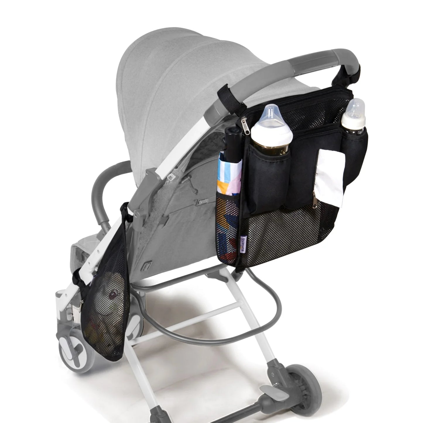 Universal 2 in 1 Insulated Cup Holders Stroller Organizer, Black