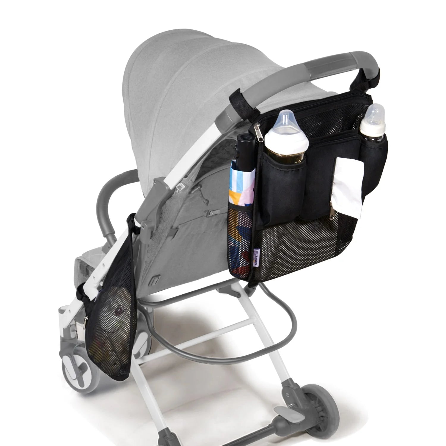 Universal 2 in 1 Insulated Cup Holders Stroller Organizer, Black