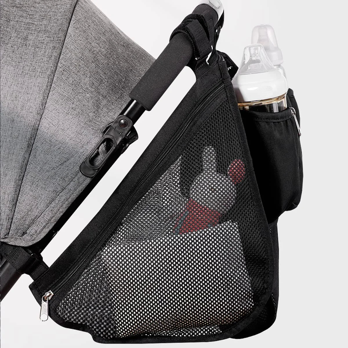 Universal 2 in 1 Insulated Cup Holders Stroller Organizer, Black