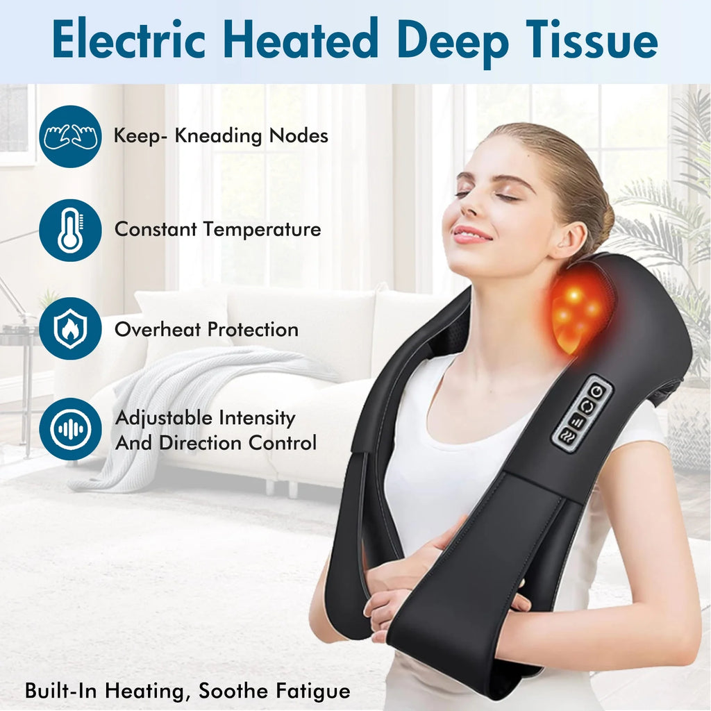 Neck and Shoulder Massager with Heat, 3D Deep Shiatsu Massager, Neck, Back, Shoulder Massager, Gifts for Man Woman
