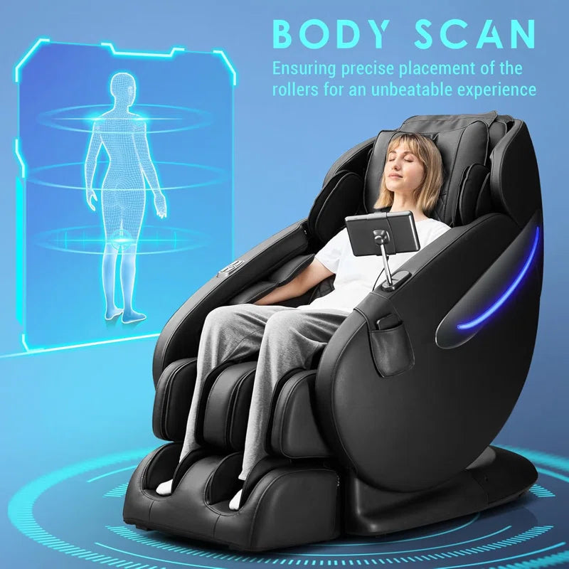 2025 3D Reclining Massage Chair Full Body - SL Track Zero Gravity Massage Chair Recliner with Calf and Foot Rollers, AI Voice Control, LCD Screen, Quick Access Buttons