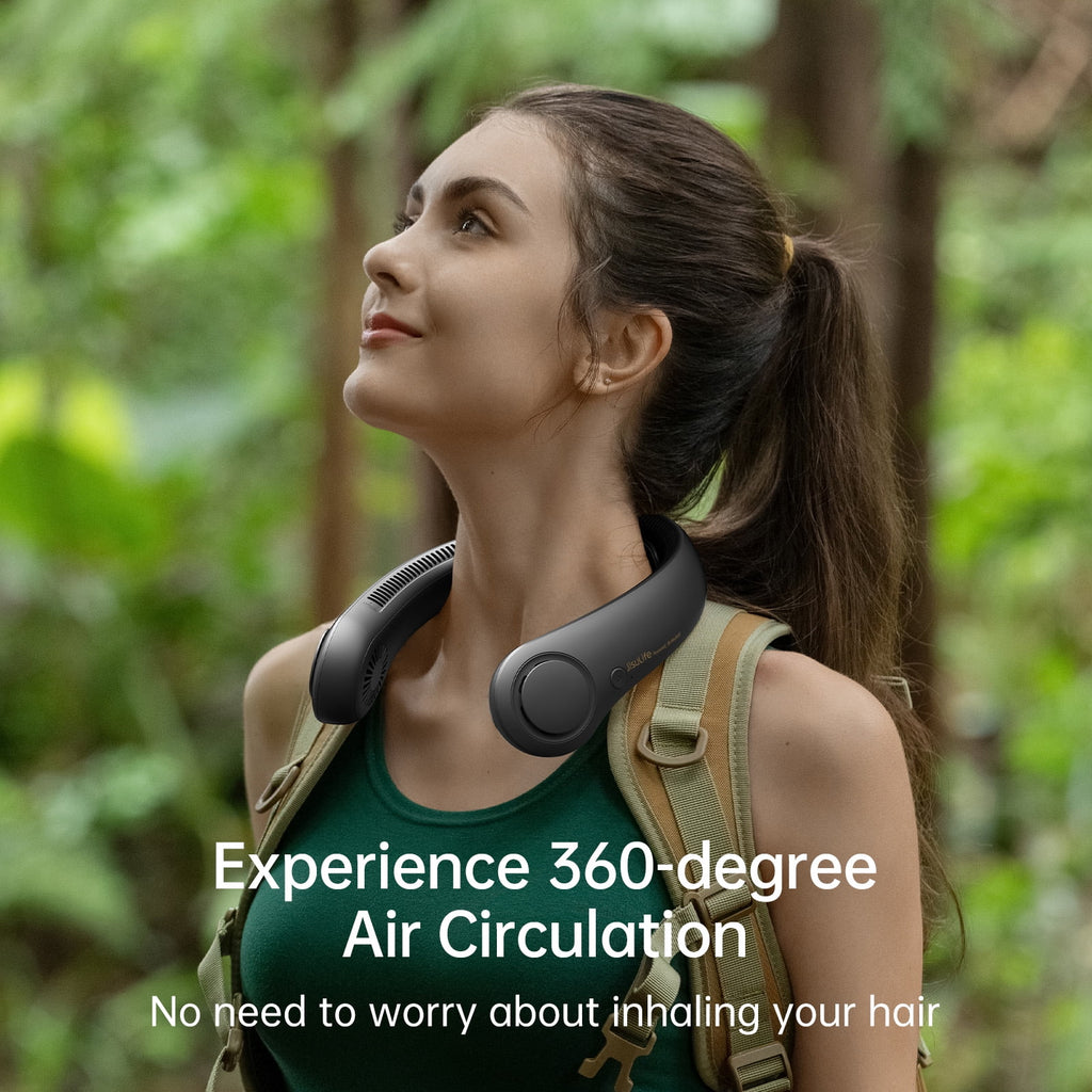 Portable Neck Fan 5000Mah Rechargeable with Necksupport, 5 Speeds Cooling Hands-Free Fan for Indoor Outdoor