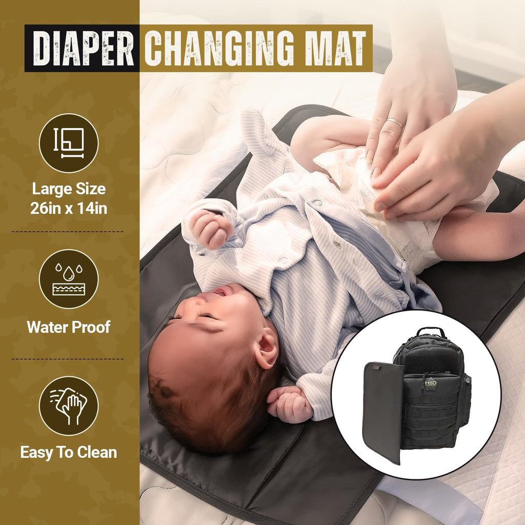 - Baby Diaper Backpack, Military-Grade, Waterproof, Compact Baby Travel Bag with Diaper Changing Mat