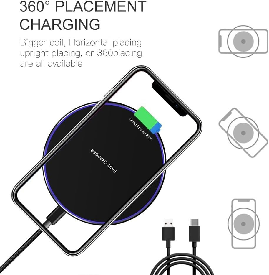 Fast Wireless Charger,20W Max Wireless Charging Pad Compatible with Iphone 16/16 Pro/15/14/13/12/Se/11/Xs Max/Xr,Airpods; Wireless Charge Mat for Samsung Galaxy S25/S24/Note,Pixel/Lg G8