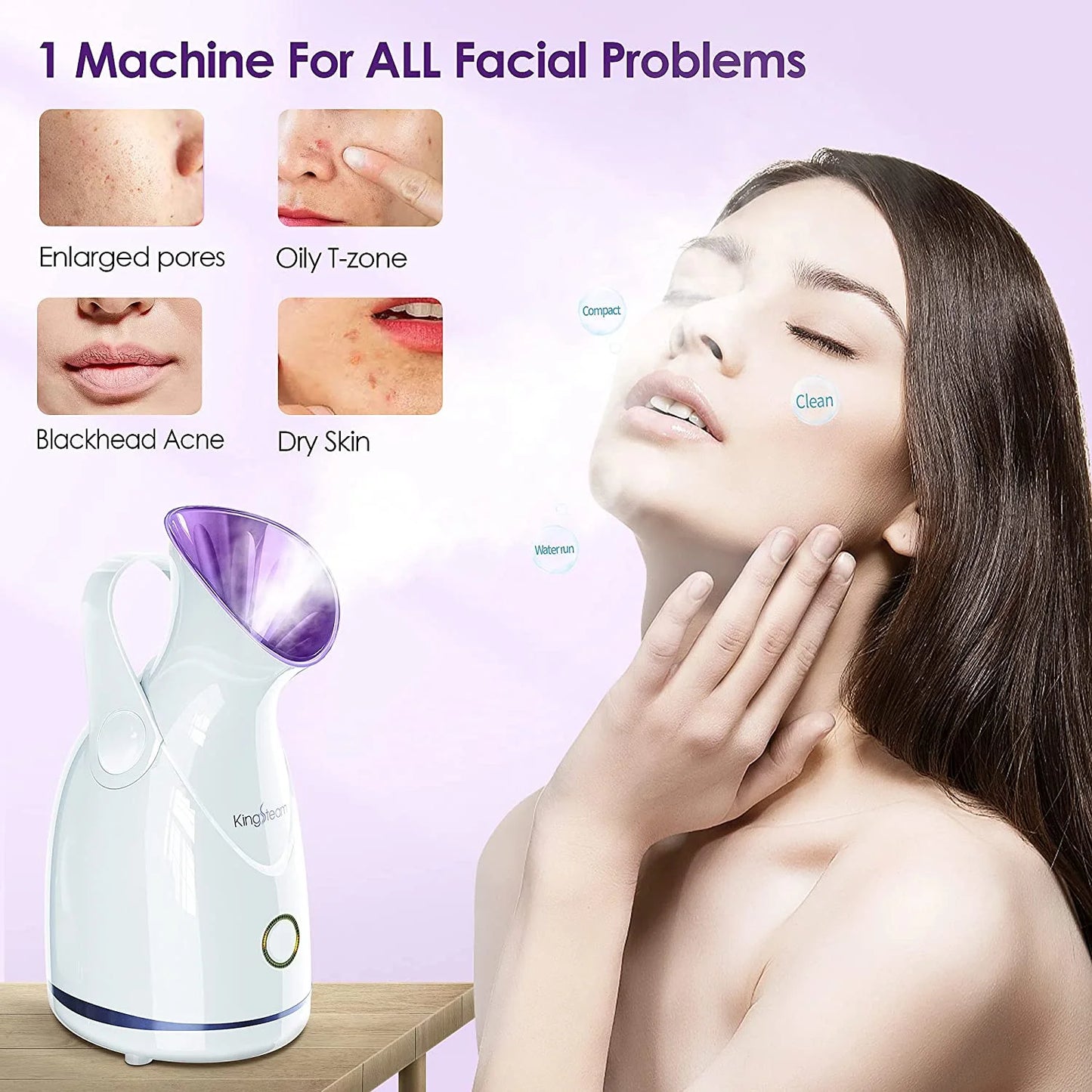 Nano Ionic Facial Steamer & 4-Pc Face Skin Care Tool Set Blackhead Removal Tools for Home Facial Sauna Spa