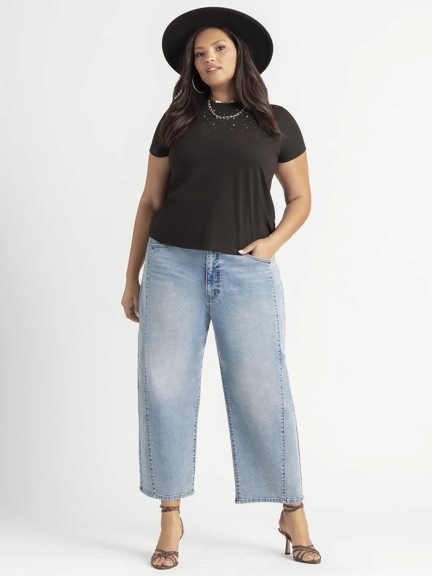 Women'S and Women'S plus Myrtle Barrel Leg Jeans, Sizes 2-24W